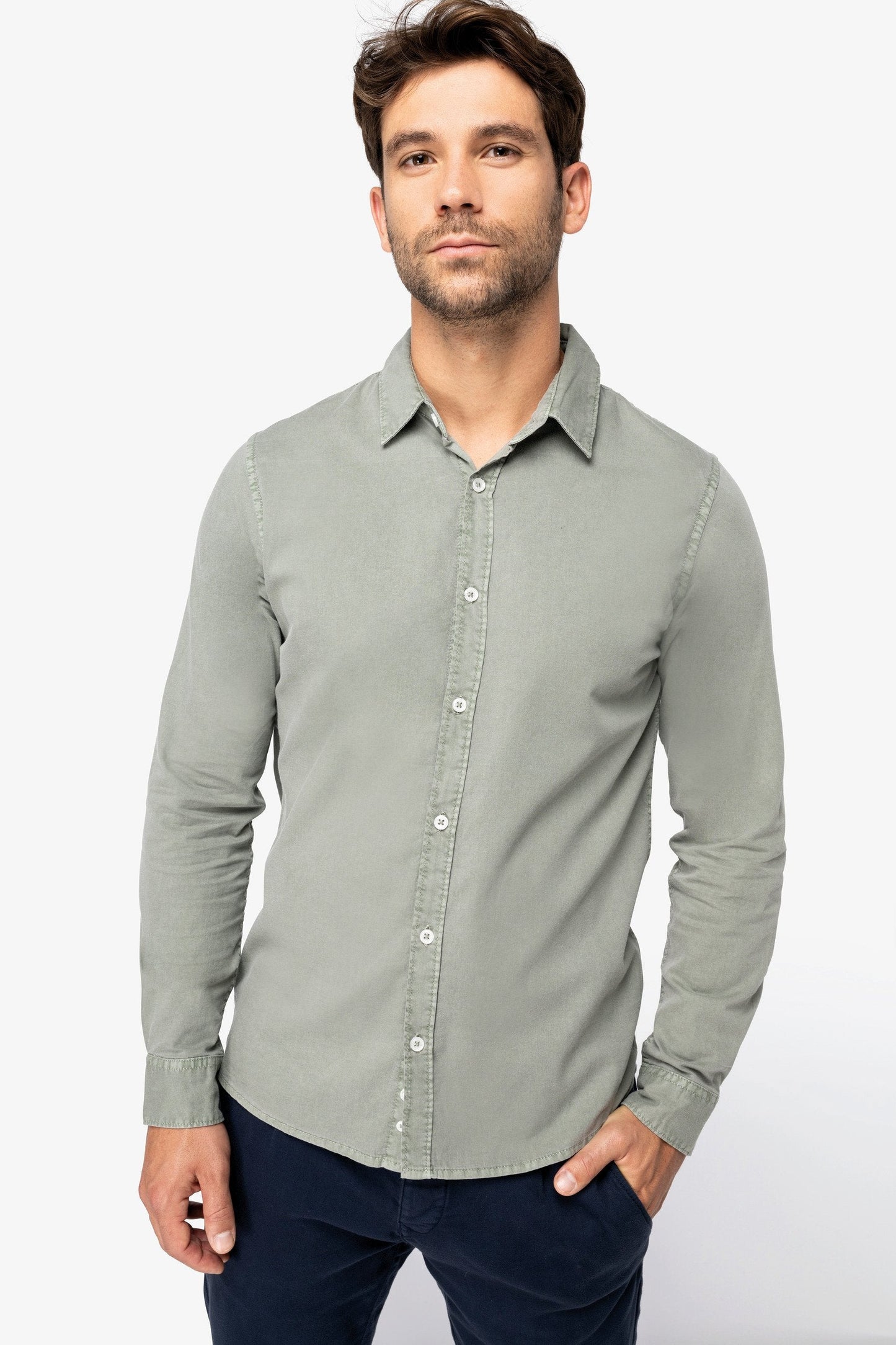 Mens Organic Washed Long Sleeve Shirt