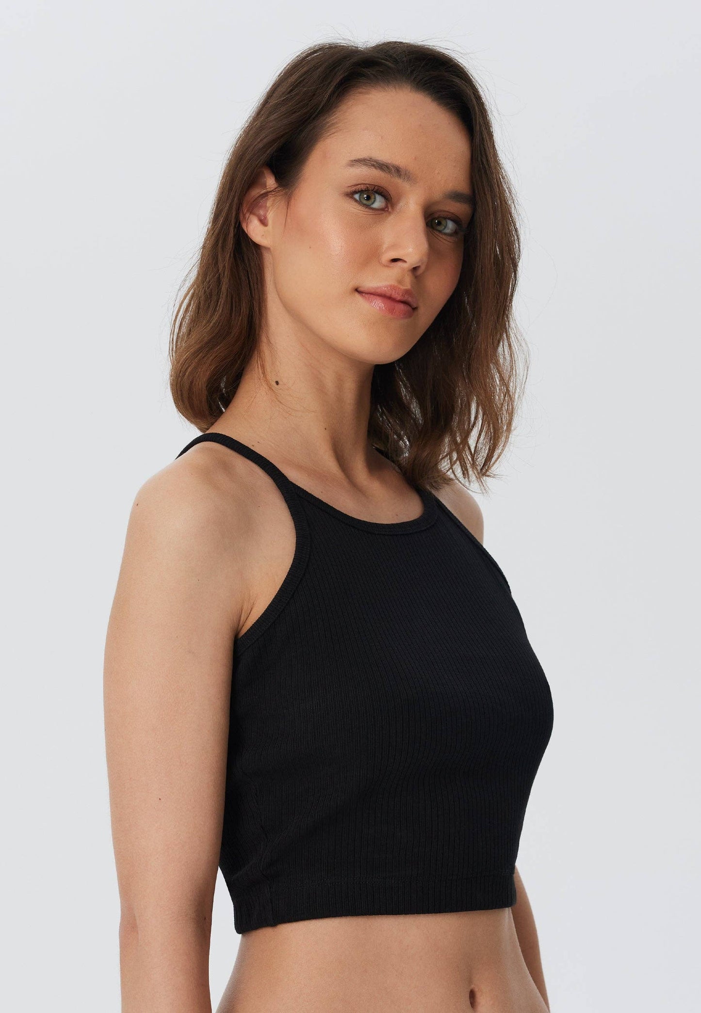 Womens Organic Ribbed Crop Top