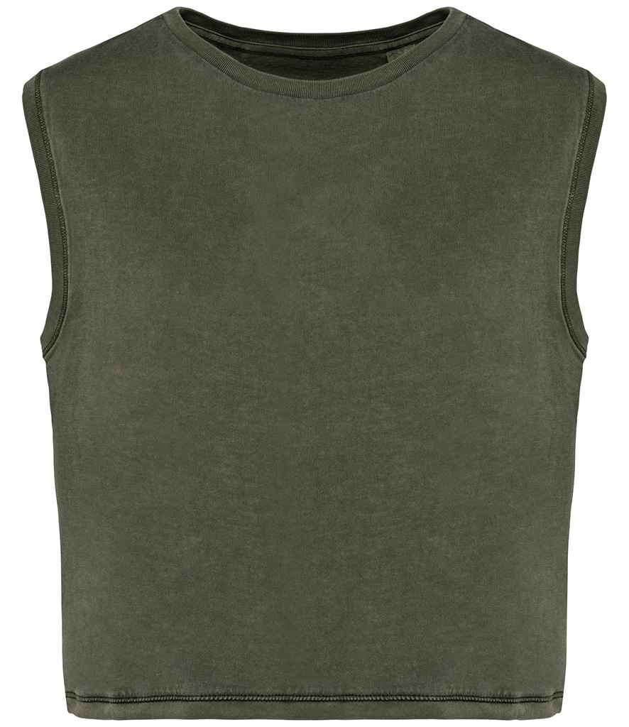 Womens Organic Faded Cropped Tank Top