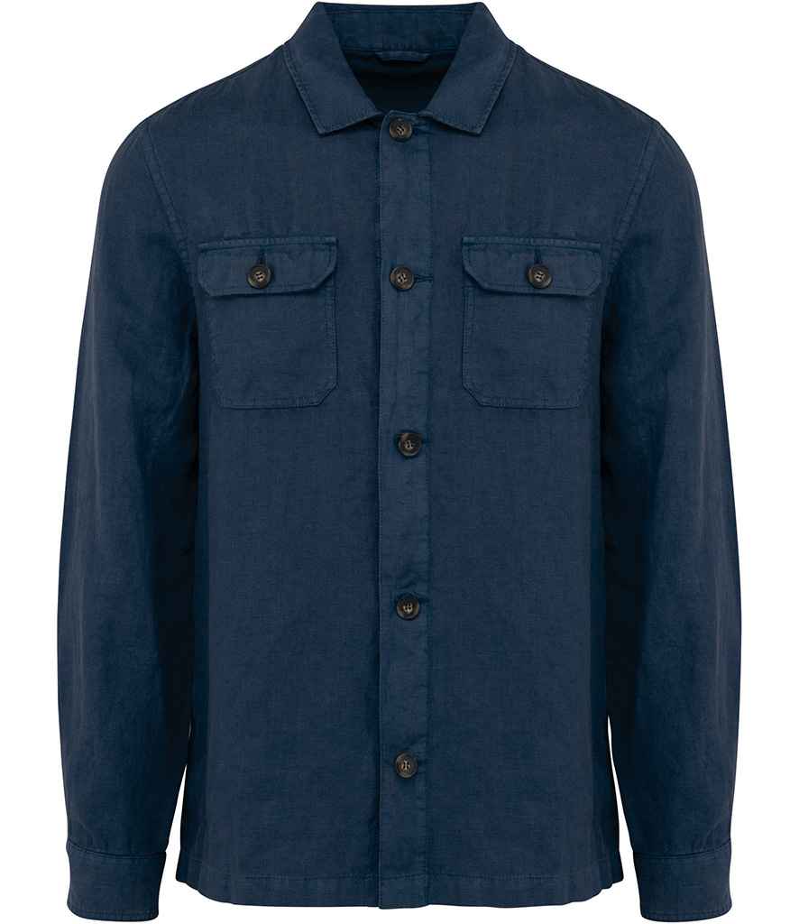 Mens Linen Washed Overshirt