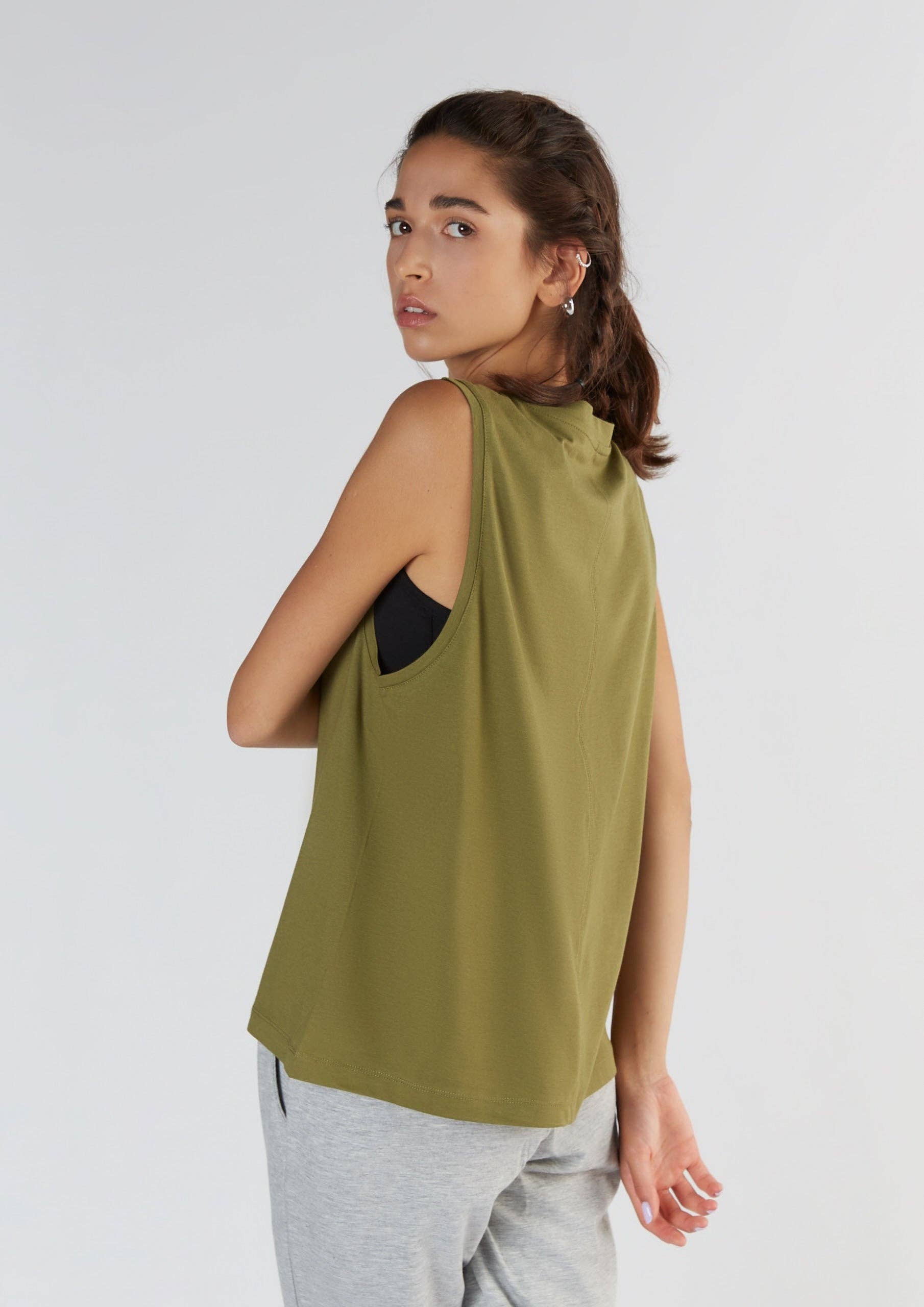 Womens Tencel High-Neck Vest Top