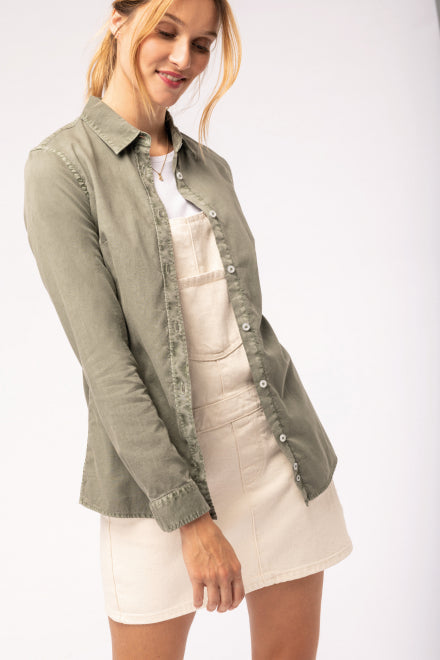 Womens Organic Washed Long Sleeve Shirt