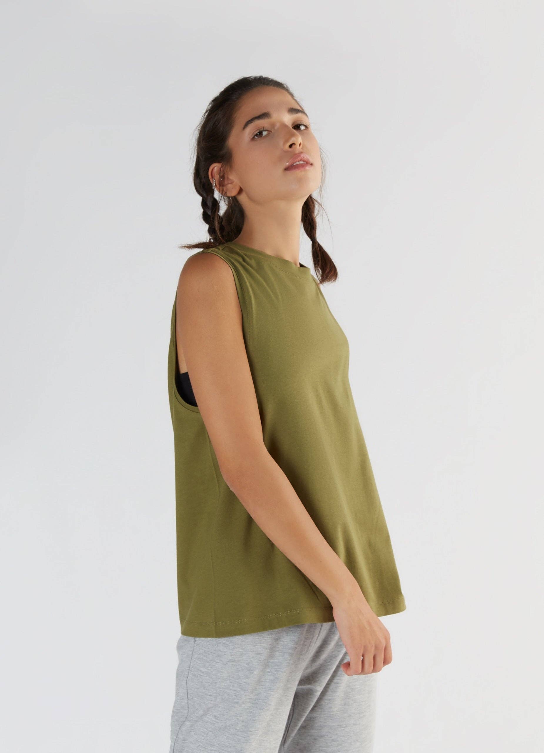 Womens Tencel High-Neck Vest Top