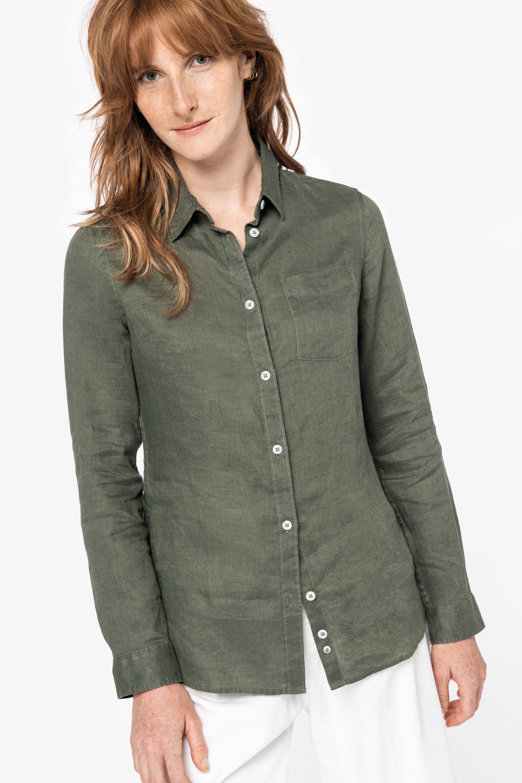 Womens Linen Long Sleeve Shirt