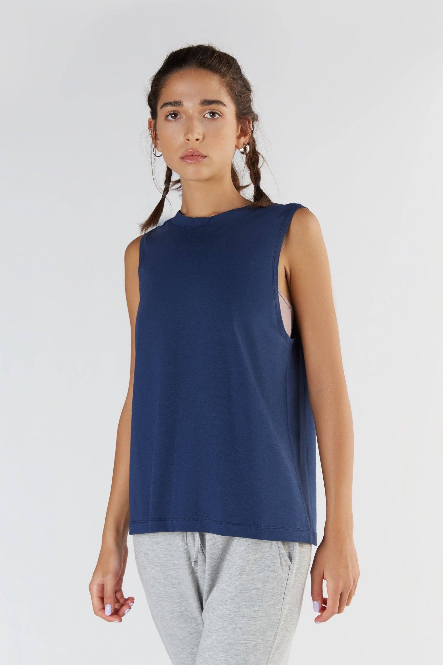 Womens Tencel High-Neck Vest Top