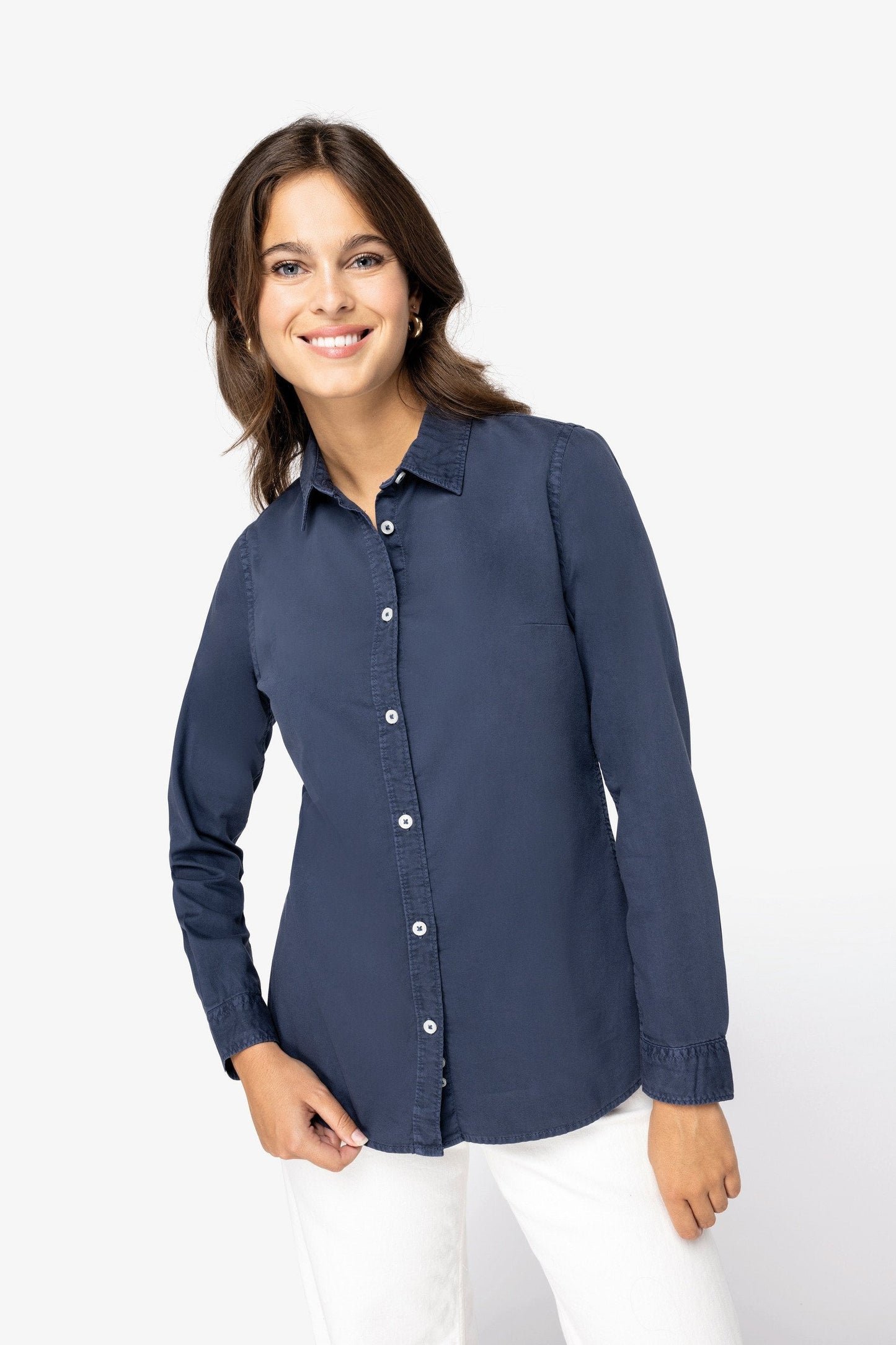 Womens Organic Washed Long Sleeve Shirt