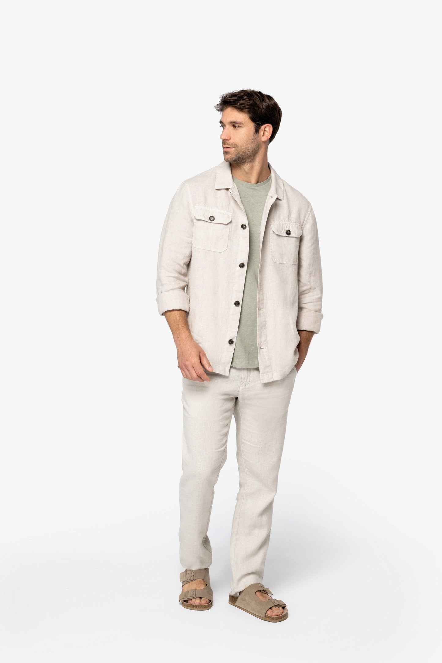 Mens Linen Washed Overshirt