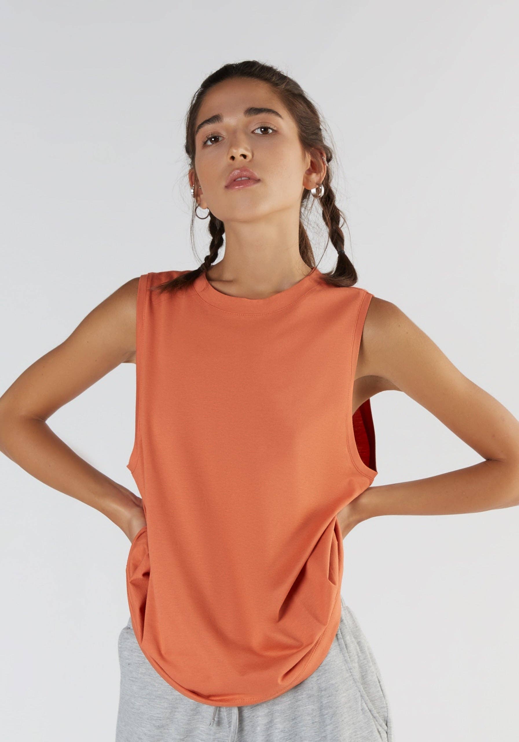 Womens Tencel High-Neck Vest Top