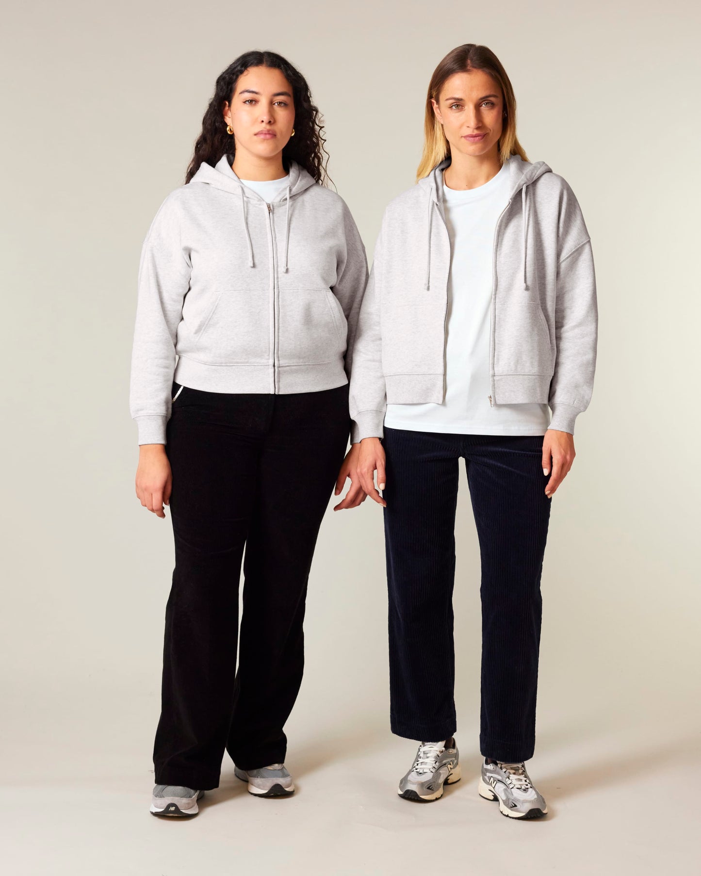 Womens Organic Dropped Shoulder Zipped Hoodie