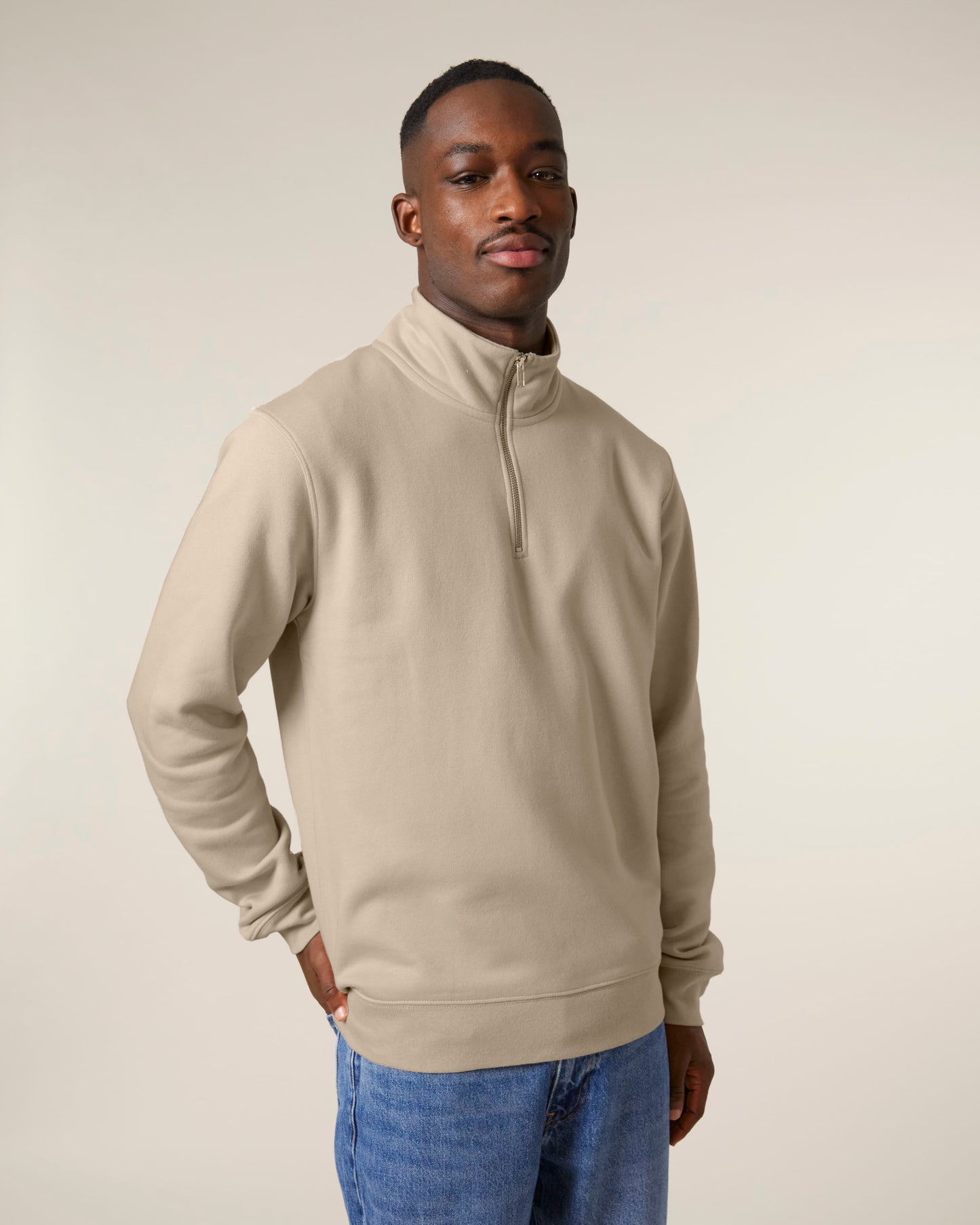 Mens Organic Zip Neck Sweatshirt