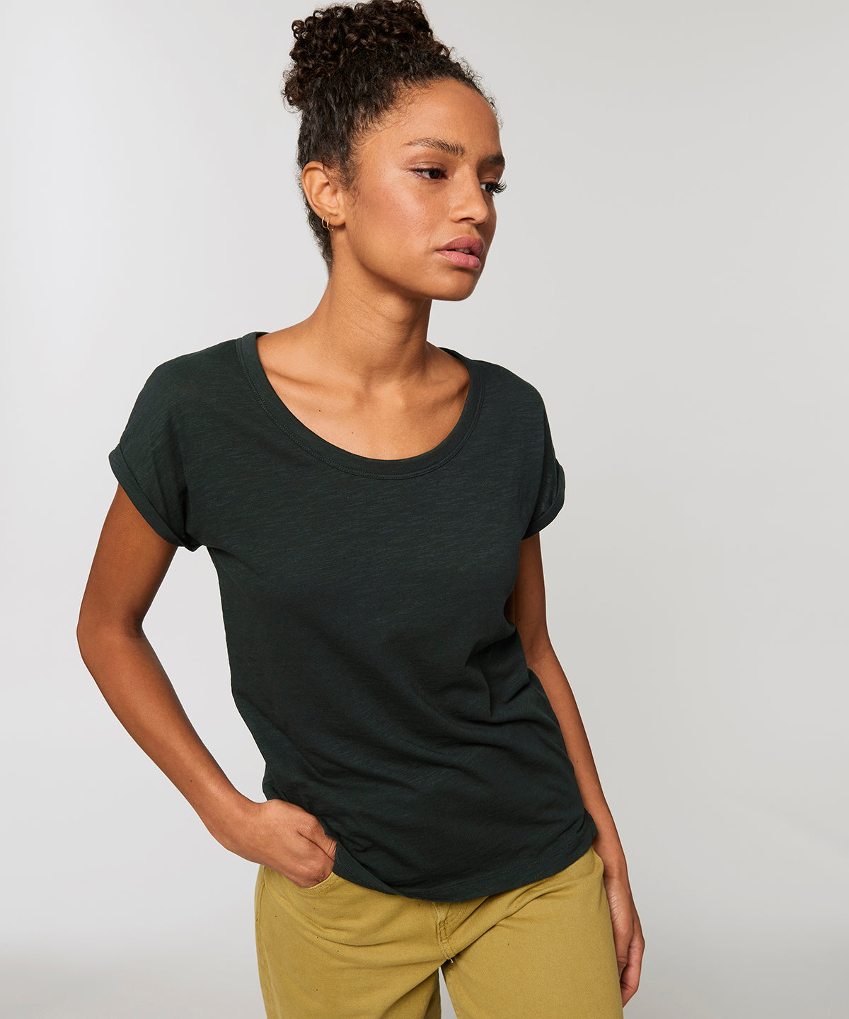 Womens Organic Slub Rolled Sleeve T-shirt