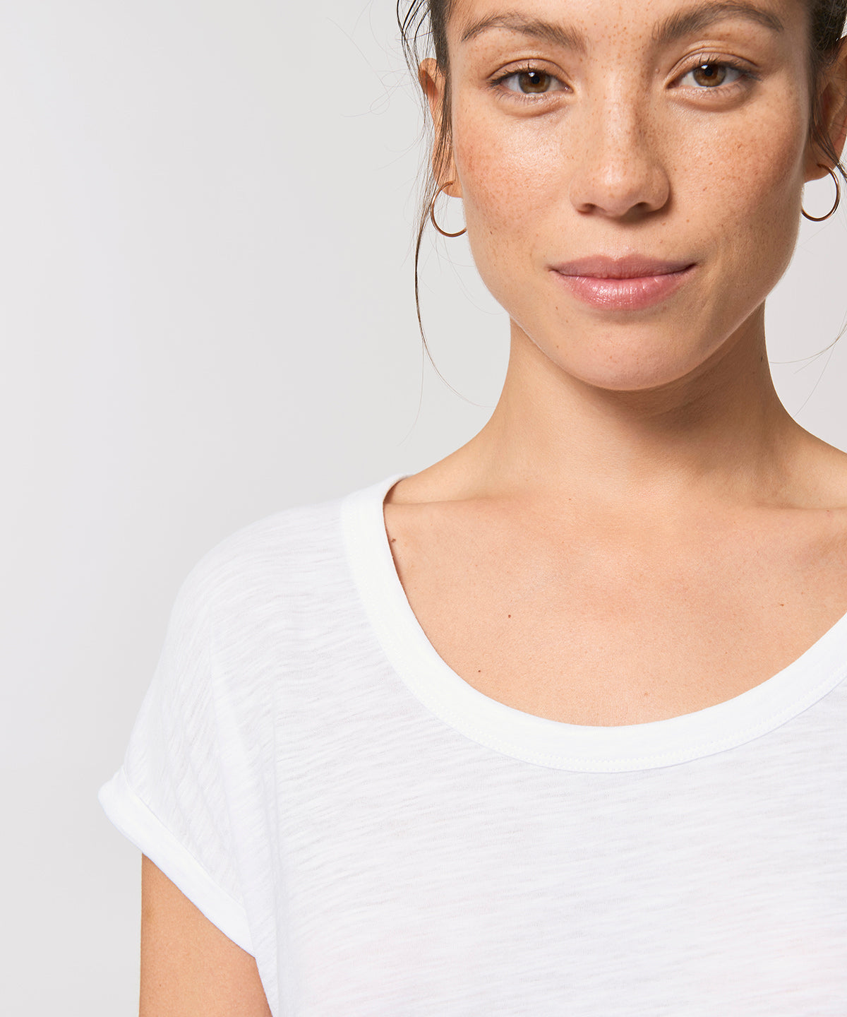 Womens Organic Slub Rolled Sleeve T-shirt